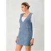 imageOYOANGLE Womens V Neck Sleeveless Knitted Solid Short Sweater Dress with PocketsBlue