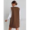 imageOYOANGLE Womens V Neck Sleeveless Knitted Solid Short Sweater Dress with PocketsChocolate Brown