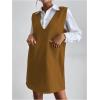 imageOYOANGLE Womens V Neck Sleeveless Knitted Solid Short Sweater Dress with PocketsCoffee Brown