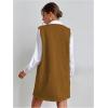 imageOYOANGLE Womens V Neck Sleeveless Knitted Solid Short Sweater Dress with PocketsCoffee Brown