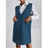 imageOYOANGLE Womens V Neck Sleeveless Knitted Solid Short Sweater Dress with PocketsDark Blue