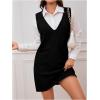 imageOYOANGLE Womens V Neck Sleeveless Knitted Solid Short Sweater Dress with PocketsDeep Black