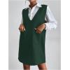 imageOYOANGLE Womens V Neck Sleeveless Knitted Solid Short Sweater Dress with PocketsDeep Green