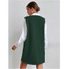 imageOYOANGLE Womens V Neck Sleeveless Knitted Solid Short Sweater Dress with PocketsDeep Green