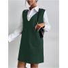 imageOYOANGLE Womens V Neck Sleeveless Knitted Solid Short Sweater Dress with PocketsDeep Green