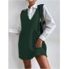 imageOYOANGLE Womens V Neck Sleeveless Knitted Solid Short Sweater Dress with PocketsDeep Green