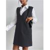 imageOYOANGLE Womens V Neck Sleeveless Knitted Solid Short Sweater Dress with PocketsDeep Grey