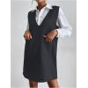 imageOYOANGLE Womens V Neck Sleeveless Knitted Solid Short Sweater Dress with PocketsDeep Grey