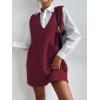 imageOYOANGLE Womens V Neck Sleeveless Knitted Solid Short Sweater Dress with PocketsDeep Red