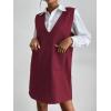 imageOYOANGLE Womens V Neck Sleeveless Knitted Solid Short Sweater Dress with PocketsDeep Red