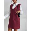 imageOYOANGLE Womens V Neck Sleeveless Knitted Solid Short Sweater Dress with PocketsDeep Red