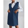 imageOYOANGLE Womens V Neck Sleeveless Knitted Solid Short Sweater Dress with PocketsDenim Blue