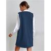 imageOYOANGLE Womens V Neck Sleeveless Knitted Solid Short Sweater Dress with PocketsDenim Blue