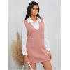imageOYOANGLE Womens V Neck Sleeveless Knitted Solid Short Sweater Dress with PocketsDusty Pink