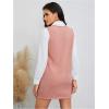 imageOYOANGLE Womens V Neck Sleeveless Knitted Solid Short Sweater Dress with PocketsDusty Pink