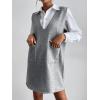 imageOYOANGLE Womens V Neck Sleeveless Knitted Solid Short Sweater Dress with PocketsGrey Solid
