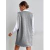 imageOYOANGLE Womens V Neck Sleeveless Knitted Solid Short Sweater Dress with PocketsGrey Solid
