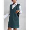 imageOYOANGLE Womens V Neck Sleeveless Knitted Solid Short Sweater Dress with PocketsLake Green