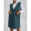 imageOYOANGLE Womens V Neck Sleeveless Knitted Solid Short Sweater Dress with PocketsLake Green