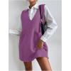 imageOYOANGLE Womens V Neck Sleeveless Knitted Solid Short Sweater Dress with PocketsLight Purple