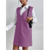 imageOYOANGLE Womens V Neck Sleeveless Knitted Solid Short Sweater Dress with PocketsLight Purple