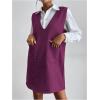 imageOYOANGLE Womens V Neck Sleeveless Knitted Solid Short Sweater Dress with PocketsRed Violet