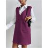 imageOYOANGLE Womens V Neck Sleeveless Knitted Solid Short Sweater Dress with PocketsRed Violet