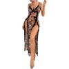imageOYOANGLE Womens Lace V Neck Nightgown Babydoll Lingerie Dress Sexy Sleepwear Slip Chemise NightwearCoffee Brown