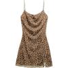 imageOYOANGLE Womens Leopard Print Draped Mini Cami Night Dresses NightgownsKhaki