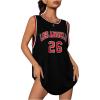 imageOYOANGLE Womens Letter Graphic Oversized Jersey Tank DressBlack