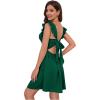 imageOYOANGLE Womens Tie Back Square Neck Ruffle Strap Sleeveless A Line Flare Flowy Lightweight Summer Short DressDark Green