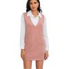imageOYOANGLE Womens V Neck Sleeveless Knitted Solid Short Sweater Dress with PocketsDusty Pink