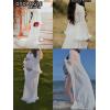 imageOYOANGLE Womens Ruffle Trim Long Sleeve Belted Sheer Mesh Wedding Bride Robe NightgownWhite