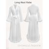 imageOYOANGLE Womens Ruffle Trim Long Sleeve Belted Sheer Mesh Wedding Bride Robe NightgownWhite