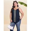 imageOYOANGLE Casual Loose Tops for Women Plus Size Sleeveless Spaghetti Strap Lace Trim Tank TopBlue