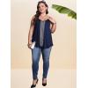 imageOYOANGLE Casual Loose Tops for Women Plus Size Sleeveless Spaghetti Strap Lace Trim Tank TopBlue