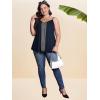 imageOYOANGLE Casual Loose Tops for Women Plus Size Sleeveless Spaghetti Strap Lace Trim Tank TopBlue