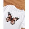 imageOYOANGLE Girls 2 Piece Outfits Short Sleeve Butterfly Tee and Sweatpants SetWhite Black Print