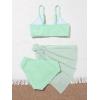 imageOYOANGLE Girls 3 Piece Swimsuit Sets Solid Spaghetti Strap Bikini Swimsuit with Beach SkirtGreen