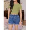 imageOYOANGLE Girls Cute Crisscross Short Sleeve Cutout Solid Crop Top Tee TShirtsArmy Green
