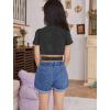 imageOYOANGLE Girls Cute Crisscross Short Sleeve Cutout Solid Crop Top Tee TShirtsBlack Ink