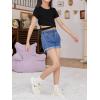 imageOYOANGLE Girls Cute Crisscross Short Sleeve Cutout Solid Crop Top Tee TShirtsDeep Black