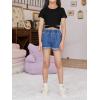 imageOYOANGLE Girls Cute Crisscross Short Sleeve Cutout Solid Crop Top Tee TShirtsDeep Black