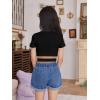 imageOYOANGLE Girls Cute Crisscross Short Sleeve Cutout Solid Crop Top Tee TShirtsDeep Black