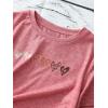 imageOYOANGLE Girls Heart Print Short Sleeve Round Neck TShirt Funny Graphic Tees Cute TopDusty Pink