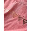 imageOYOANGLE Girls Heart Print Short Sleeve Round Neck TShirt Funny Graphic Tees Cute TopDusty Pink