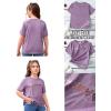 imageOYOANGLE Girls Heart Print Short Sleeve Round Neck TShirt Funny Graphic Tees Cute TopPurple
