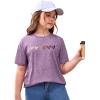 imageOYOANGLE Girls Heart Print Short Sleeve Round Neck TShirt Funny Graphic Tees Cute TopPurple