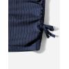imageOYOANGLE Girls Long Sleeve Ribbed Knit Drawstring Side Ruched Bodycon Short DressNavy Blue