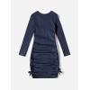imageOYOANGLE Girls Long Sleeve Ribbed Knit Drawstring Side Ruched Bodycon Short DressNavy Blue